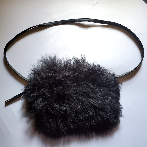 Black Mongolian Lamb Fur Hand Bag - Picture 4 of 8